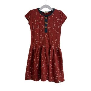 Lulu & Roo (Little Road & Co) Girls' Dark Red Star Print Short Sleeve Dress